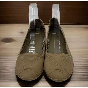 Crocs Shoes Womens 8 Angeline Ballet Flats Brown Canvas Slip On Comfort 15336